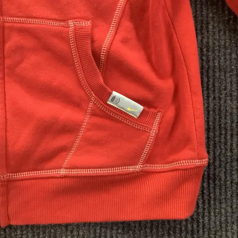 Nike Hoodie Youth Large Red Full Zip Fleece Swoosh Athletic Logo Sweatshirt
